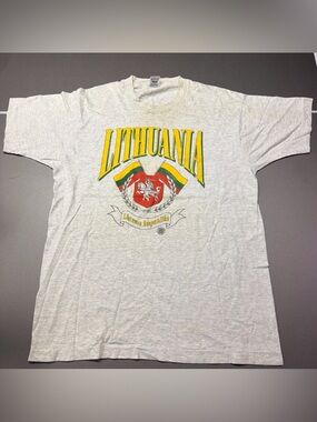 Vintage Lithuania Vytis Shirt Mens XL Single Stitch Coat Of Arms Graphic 90s